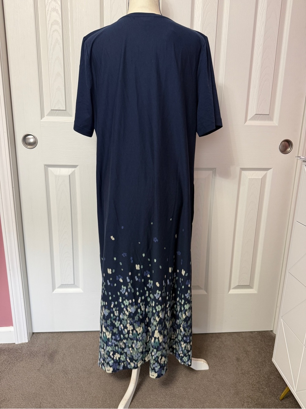 NWT Pure Jill EvryBluff Navy V-Neck Floral Short Sleeve Maxi Dress Sz. XLP #2507 - Picture 5 of 10